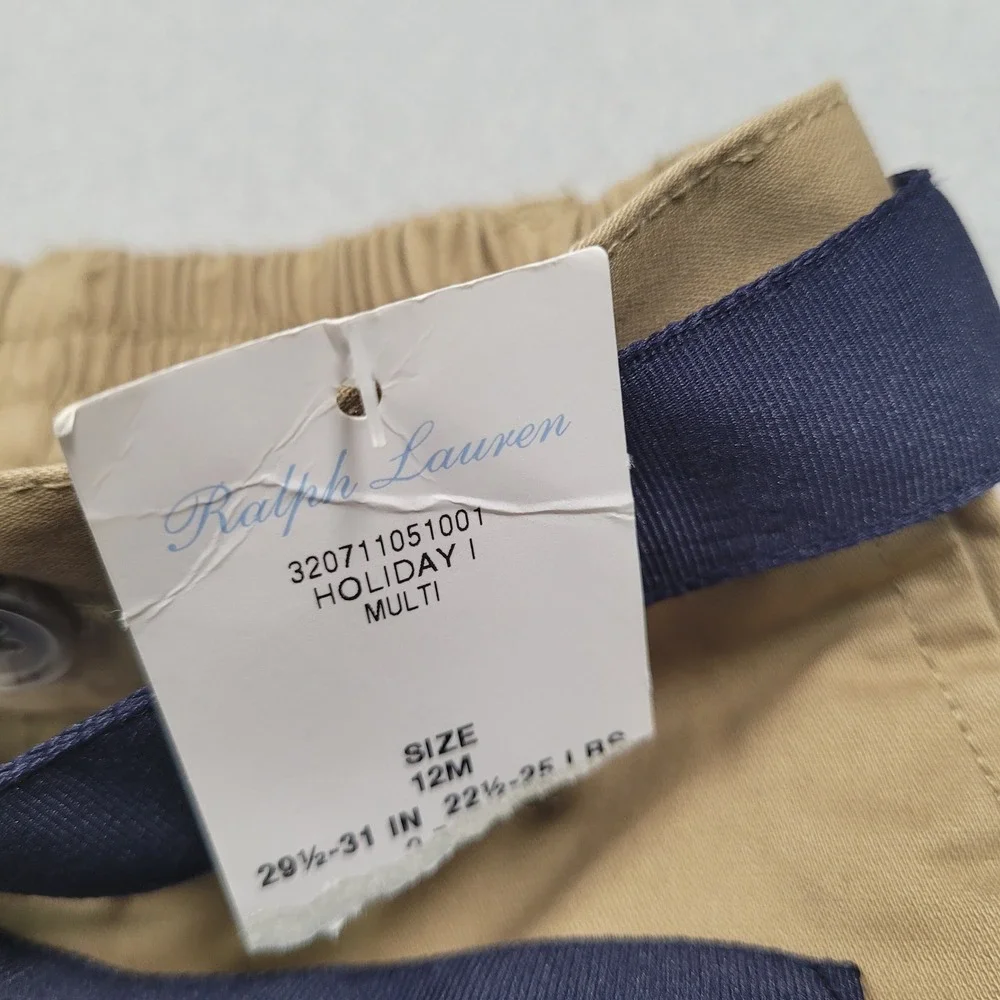 Ralph Lauren Kids Khaki Chino Pants Navy Blue D-Ring Belt 12M 320711051001